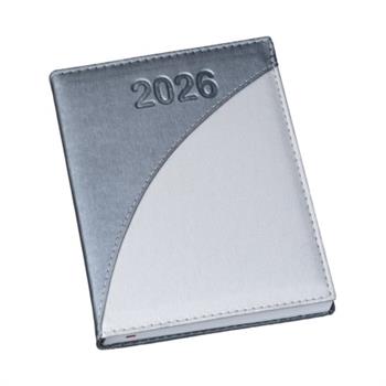 Agenda Diária 2026 Metalizada Grafite com Prata - 160L