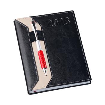 Agenda Diária 2026 Clássica com Suporte de Caneta Preta - 205L