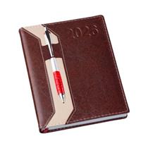 Agenda Diária 2026 Clássica com Suporte de Caneta Marrom - 206L