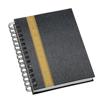 Agenda Wire-o Metalizada Grafite com Faixa Ouro - 418L