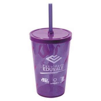 Copo 550 ml Espiral com Tampa e Canudo