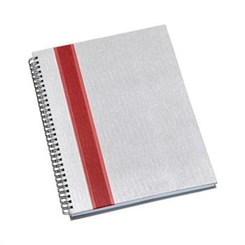 Caderno de Negócios Grande Capa Prata com Faixa Vermelha - 311L