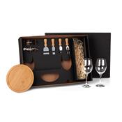 Kit Queijo E Vinho Com Espaço Para Garrafa - 9 Pçs