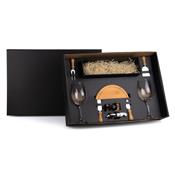 Kit Queijo E Vinho Com Espaço Para Garrafa - 9 Pçs