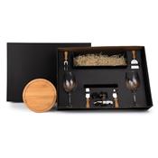 Kit Queijo E Vinho Com Espaço Para Garrafa - 9 Pçs