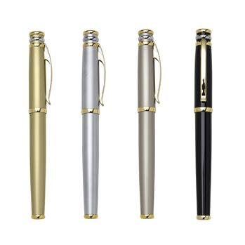 Caneta de Metal Roller com Tampa e Detalhes Dourados