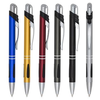 Caneta Metal Inteira Colorida com Detalhes Prateados