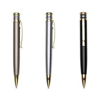 Caneta de Metal Inteira Colorida com Clip Dourado