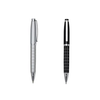 Caneta de Metal Colorida com Detalhes Quadriculados