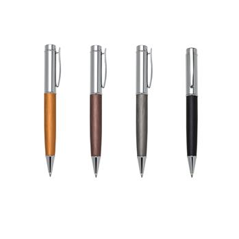 Caneta Metal Prata com Detalhes Coloridos