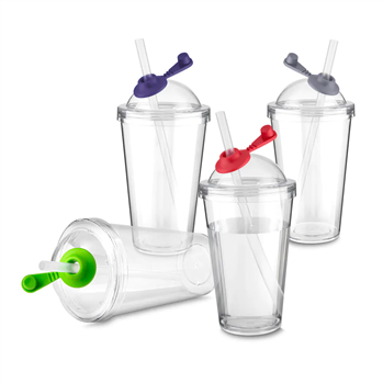 Copo Plástico com Tampa e Canudo 600 ml - CO8600