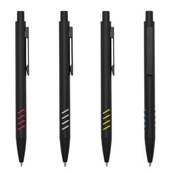 Caneta Metal Preta Fosca com Detalhe Colorido