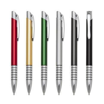 Caneta Metal Colorida com Detalhes Prata com Seis Anéis