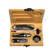 Kit Para Vinho Com Estojo Em Bambu com 6 Peças - PV-00843