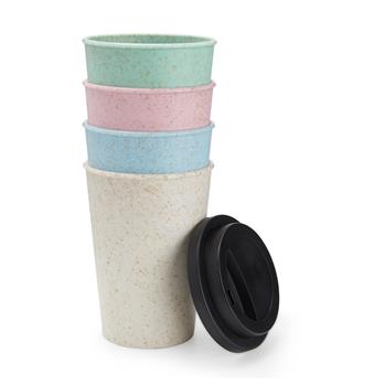 Copo Fibra de Arroz 450ml com Tampa Preta - 14916