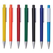 Caneta Plástica Colorida com Clip Branco