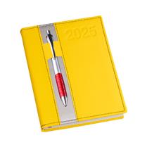 Agenda Vertical Amarela com Tarja Cinza - 139LC