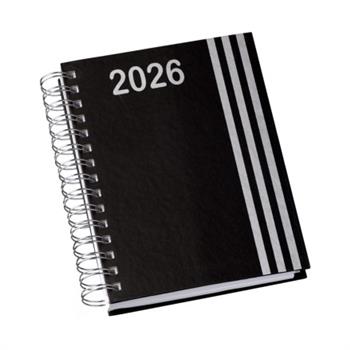 Agenda Diária 2026 Wire-o Capa Premium com Faixa Preta com Ano - LG3461