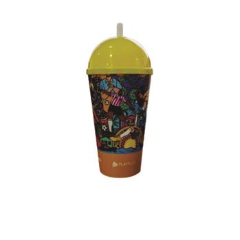 Copo 550 ml com Tampa Bola e Canudo em Mold Label