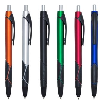 Caneta Plástica Colorida com Borracha Touch