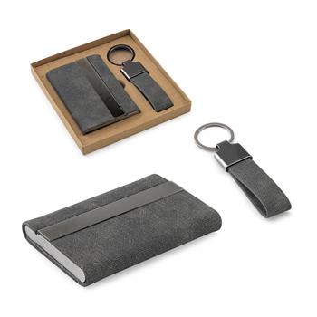 Kit Porta Cartões e Chaveiro em Metal e Poliéster - 95100