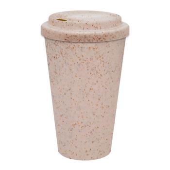 Copo Plástico PP com Tampa Café 550 ml de Fibra de Arroz - B