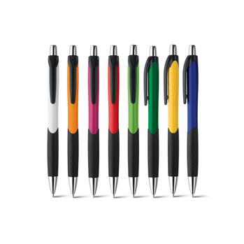 Esferográfica ABS com Grip e Acabamento Brilhante e Ponteira Cromada