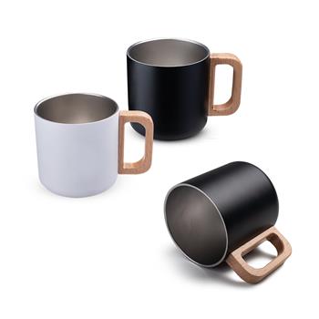 Caneca Térmica com Alça de Madeira de 400 ml - CA9540