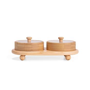 Conjunto de Potes em Bambu com Duas Peças - 15443