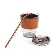 Copo de Vidro 350 ml com Luva de Couro - E@15469