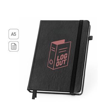 Caderno A5 em PU com Agenda Integrada e Folhas Pautadas - 93669