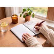 Caderno A5 em PU com Agenda Integrada e Folhas Pautadas - 93669