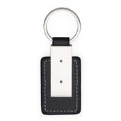 Chaveiro Metal Retangular com Detalhe em Couro Sintético